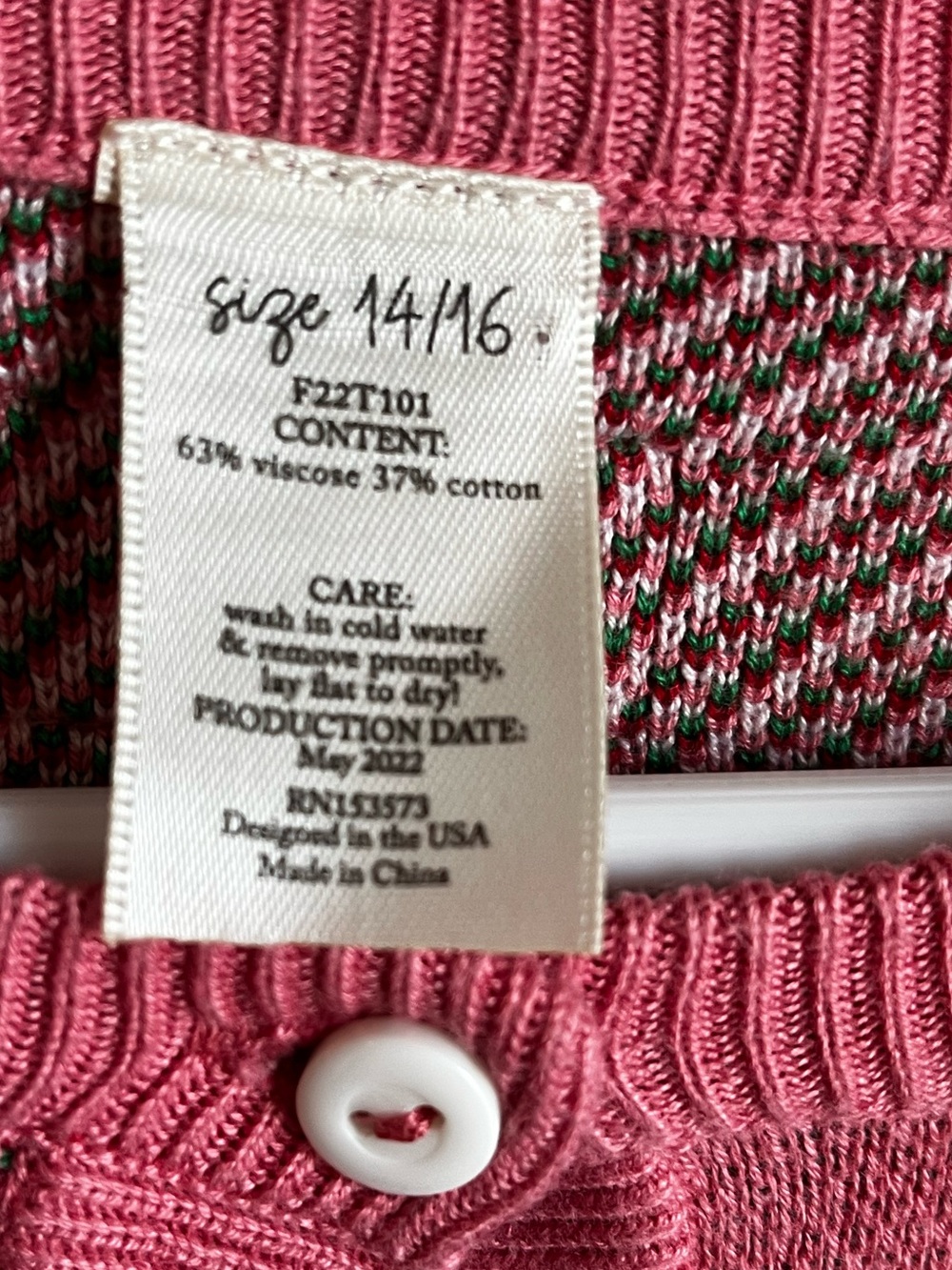 Eleanor Rose Pink Apple Blossom Button Cardigan Sweater Girl’s Size 14/16 - Picture 2 of 7